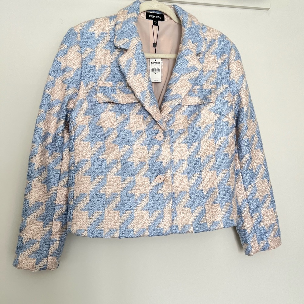 Express Cropped houndstooth jacket size medium